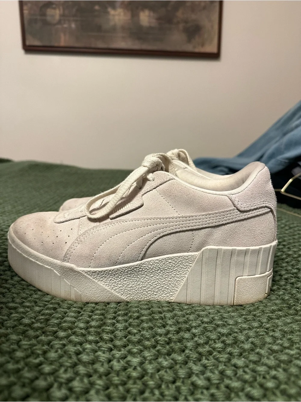 Puma Women's Cream Platform Suede Sneakers